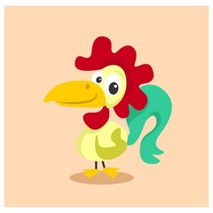 cute little rooster chicken poultry animal mascot cartoon character