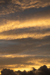 オレンジ色の朝焼けの空