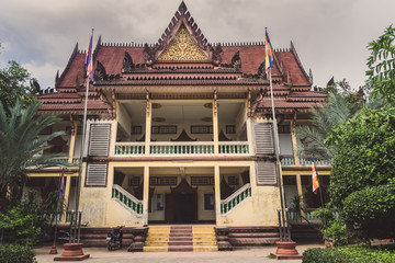 facade of buddhist temple in cambodia