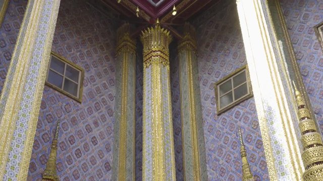 Detail of Pillars and Windows outside of Pantheon, Bangkok, Thailand
