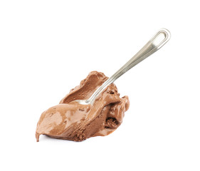 Scoop of chocolate ice cream isolated