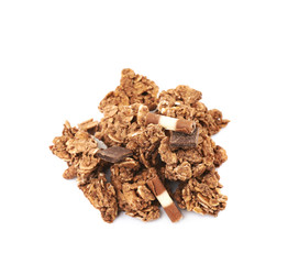 Pile of chocolate muesli isolated