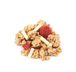 Pile of breakfast muesli isolated