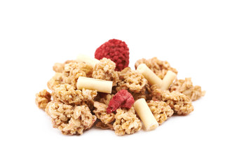 Pile of breakfast muesli isolated