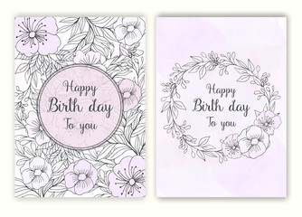 Floral hand drawn frame for a birth day invitation