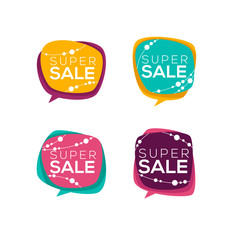 super sale, vector collection of bright discount bubble tags, banners and stickers.