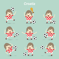 set character actions croatia national football team, businessman happy is playing soccer relax idea
