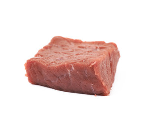 Fragment of a raw beef meat isolated