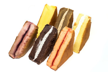 The set of chiffon cake triangle shape