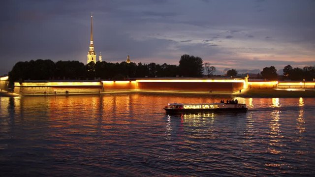 View of the Hare Island and the Peter and Paul Fortress at night
