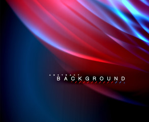Naklejka premium Neon glowing wave, magic energy and light motion background. Vector wallpaper template