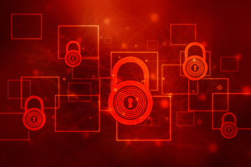 2d illustration Safety concept: Closed Padlock on digital background
