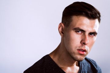 handsome young man in photo studio