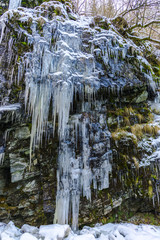 Icicles on the rocks