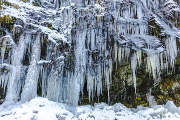 Icicles on the rocks