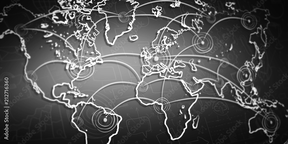Canvas Prints hand drawn world map with connections sketch