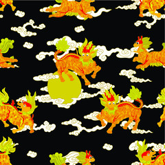 The kirins are the popular mascot, Chinese unicorns and mythical Chinese animals. They are commonly mistranslated as giraffes. These animals are blessings for children growing happily and healthily.