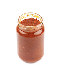 Jar of marinara tomato sauce isolated