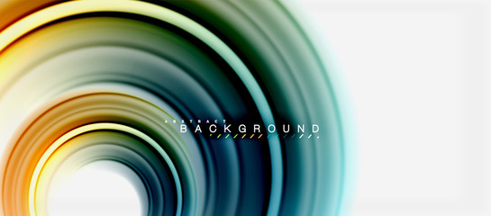 Rainbow fluid color line abstract background - swirl and circles, twisted liquid colours design, colorful marble or plastic wavy texture backdrop, multicolored template for business or technology