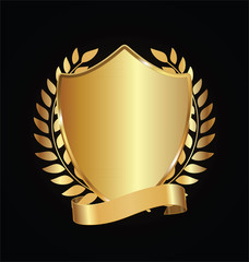 Gold and black shield with gold laurels