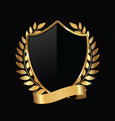 Gold and black shield with gold laurels