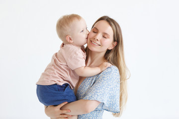 Family is resting in cozy home interior