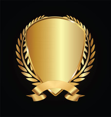 Gold and black shield with gold laurels
