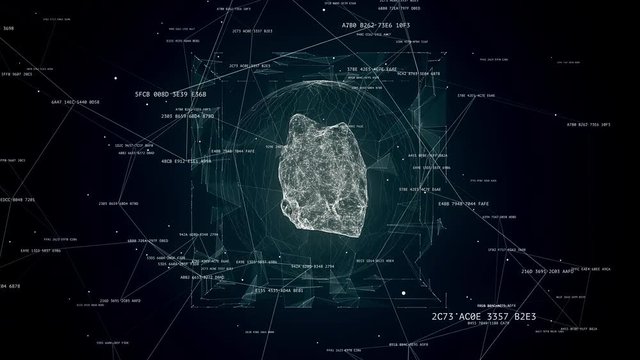 abstract tech background animation, rotating object in the sphere
