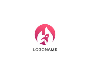 rocket fire logo design element