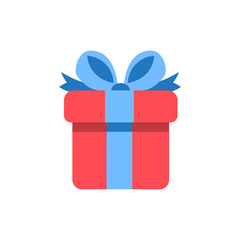 Gift box icon - holiday present graphic symbol - giftbox icon - flat vector illustration isolated on white background.