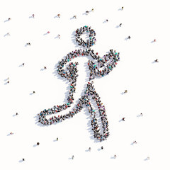 A lot of people form a training person