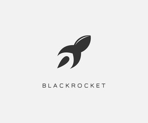 black rocket logo design icon vector
