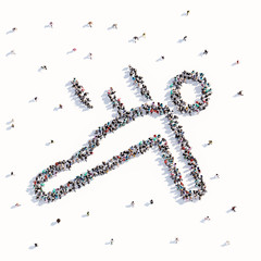 A lot of people form a training person