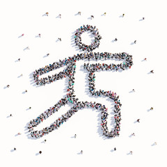 A lot of people form a training person