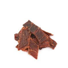 Sliced cured meat flakes isolated
