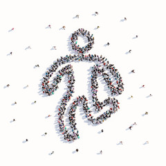 Many people form a dancing man