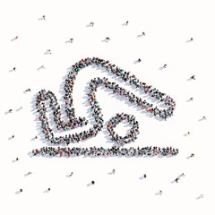 A lot of people form a training person