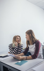 Schoolgirls Studying Together