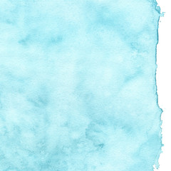 Hand painted watercolour sea water splash texture, abstract blue color watercolor background