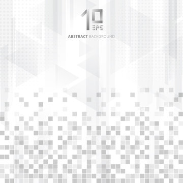 Abstract technology geometric data squares pattern triangles overlay gradient gray color on white background.