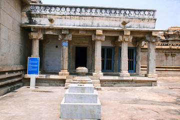 Front view of Kattale Basadi, Chandragiri hill, Sravanabelgola, Karnataka. The largset temple on the hill, enshrines the statue of Adinatha, the first tirthankara.