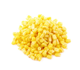 Pile of canned corn isolated