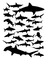 Naklejka premium Silhouette of shark. Good use for symbol, logo, web icon, mascot, sign, or any design you want.