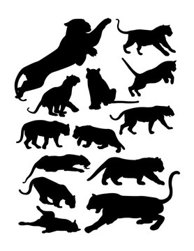 Silhouette of tiger. Good use for symbol, logo, web icon, mascot, sign, or any design you want.