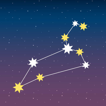 constellation Leo zodiac horoscope astrology stars night space blue and purple sky illustration vector