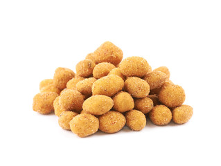 Breadcrumb coated nut pile isolated