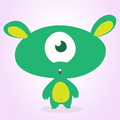 Funny cartoon one- eyed alien. Vector illustration of alien monster charater