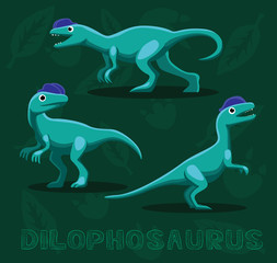 Dinosaur Dilophosaurus Cartoon Vector Illustration
