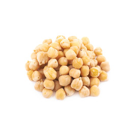 Pile of cooked chick peas isolated