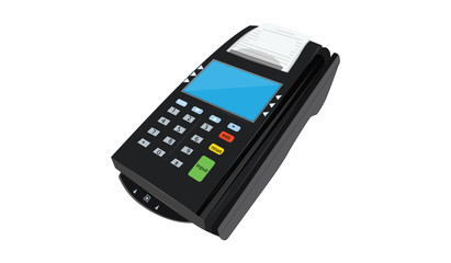 Payment terminal for mobile payment service - flat style - art vector